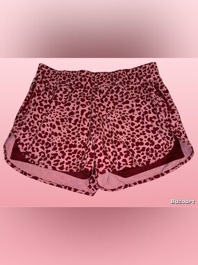 Women's Avia Leopard Print Gym Shorts Layered Size large 12-14